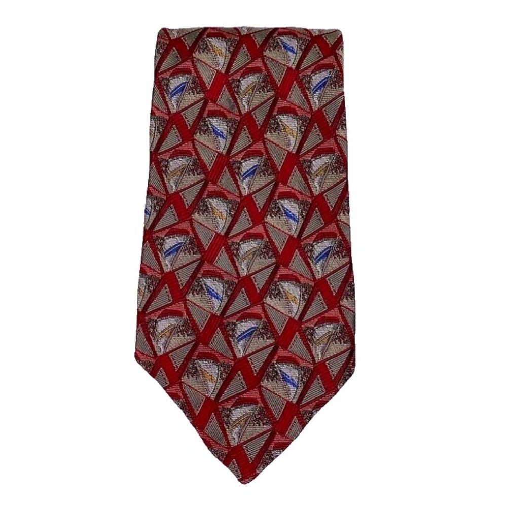 Robert Talbott Tie Hand Sewn Silk Made in USA Nautical Sailboat Yacht Red Mens